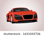 vector layout of a red sports coupe. Audi R8.