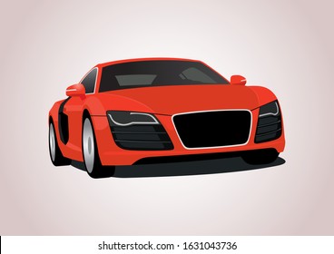 vector layout of a red sports coupe. Audi R8.