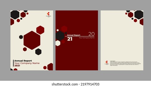 Vector layout report cover with geometric and polygonal shape design.