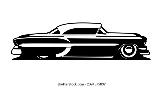 Vector layout of retro car. Lowrider 