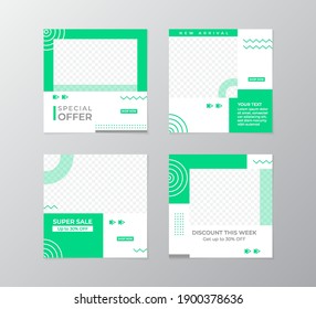 Vector Layout. Set of Design Backgrounds for Social Media Feed and Post. Set of Background Product Templates for Social Media Post. with abstract Memphis style design