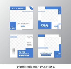 Vector Layout. Set of Design Backgrounds for Social Media Feed and Post. Set of Background Product Templates for Social Media Post. with square abstract Memphis style design