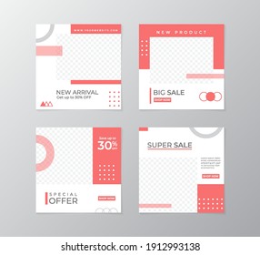 Vector Layout. Set of Design Backgrounds for Social Media Feed and Post. Set of Background Product Templates for Social Media Post. with abstract Memphis style design
