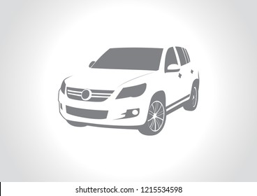 vector layout of the silhouette of a car on a gray background. Volkswagen Tiguan.