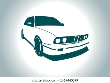 vector layout of the silhouette of a German sedan