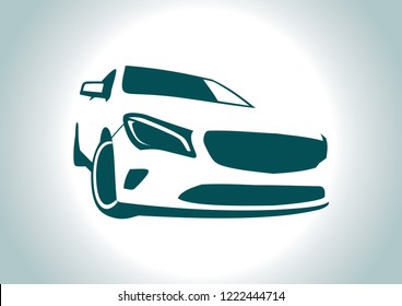 Vector layout of the silhouette of a sports car. Mercedes.