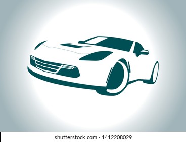 vector layout of the silhouette of a sports car. Chevrolet Corvette. svg
