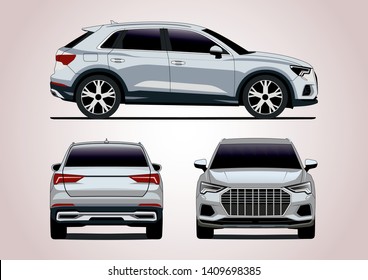 vector layout of the  silver crossover. Audi Q3.