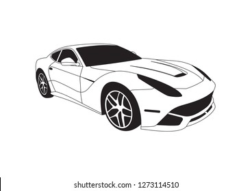 Vector Layout Of A Sports Car. Ferrari F12 Berlinetta.