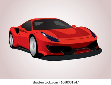 vector layout of a sports car. Ferrari 488.