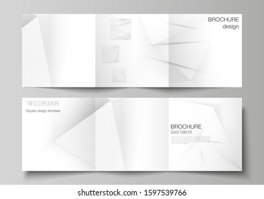 Vector layout of square cover design templates for trifold brochure, flyer, magazine, cover design, book design, brochure cover. Halftone effect decoration with dots. Dotted pop art pattern decoration