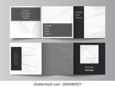 Vector layout of square cover design templates for trifold brochure, flyer, magazine, cover design, book design, brochure cover. Halftone effect decoration with dots. Dotted pop art pattern decoration