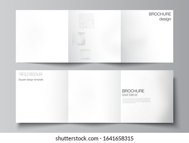 Vector layout of square covers design templates for trifold brochure, flyer, cover design, book design, brochure cover. Halftone effect decoration with dots. Dotted pattern for grunge style decoration