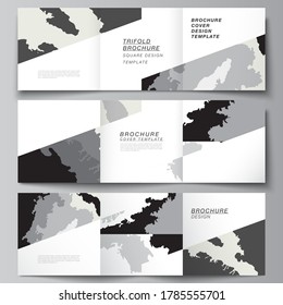 Vector layout of square covers design templates for trifold brochure, flyer, magazine, cover design, book design, brochure cover. Landscape background decoration, halftone pattern grunge texture.