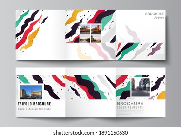 Vector layout of square format covers design templates for trifold brochure, flyer, magazine, cover design, book design, brochure cover, agency, corporate, business, portfolio, pitch deck, startup.