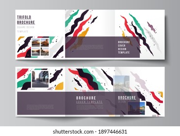 Vector layout of square format covers design templates for trifold brochure, flyer, magazine, cover design, book design, brochure cover, agency, corporate, business, portfolio, pitch deck, startup.