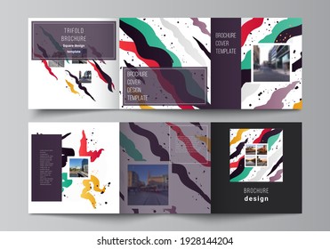 Vector layout of square format covers design templates for trifold brochure, flyer, magazine, cover design, book design, brochure cover, agency, corporate, business, portfolio, pitch deck, startup.