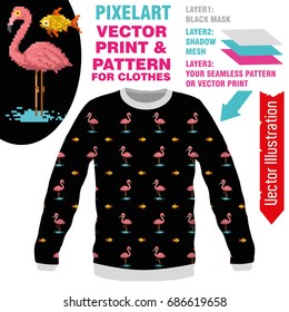 Vector layout, sublimation print for printing on clothes. Image for print on tshirts, sweatshirts, shirts, sweaters, cardigans, pullover, bag, leggings, souvenirs, tablecloths, pants, socks. Embroider
