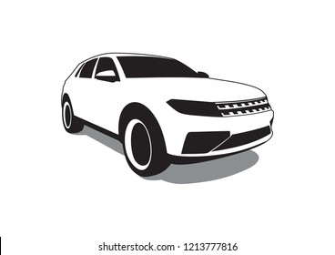 vector layout of an SUV. Volkswagen cross blue.