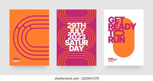 Vector layout template design for run, championship or any sports event. Poster design with abstract running track on stadium with lane. - Shutterstock ID 2210417373