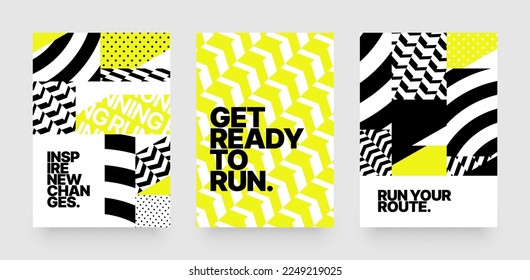 Vector layout template design for run, championship or sports event. Poster design with abstract running track on stadium with lane. Design for flyer, poster, cover, brochure, banner or any layout.