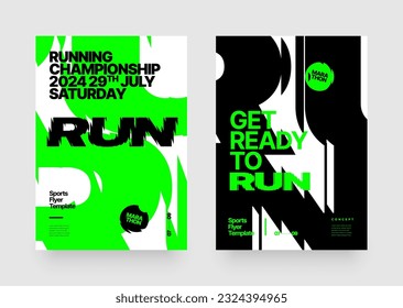 Vector layout template design for run, championship or sports event. Poster design with fluted glass effect. Design for flyer, poster, cover, brochure, banner or any layout.