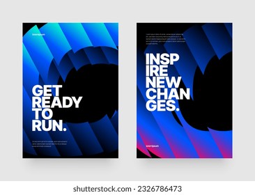 Vector layout template design for run, championship or sports event. Poster design with fluted glass effect. Design for flyer, poster, cover, brochure, banner or any layout.