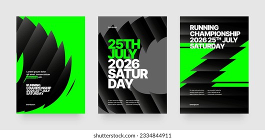 Vector layout template design for run, championship or sports event. Design for flyer, poster, cover, brochure, banner or any layout.