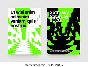 Vector layout template design for run, championship or sports event. Poster design with fluted glass effect. Design for flyer, poster, cover, brochure, banner or any layout.