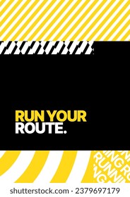 Vector layout template design for run, championship or sports event. Poster design with abstract running track on stadium with lane. Design for flyer, poster, cover, brochure, banner or any layout.