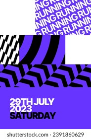 Vector layout template design for run, championship or sports event. Poster design with abstract running track on stadium with lane. Design for flyer, poster, cover, brochure, banner or any layout.
