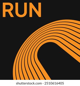 Vector layout template design for run, championship or any sports event. Poster design with abstract running track on stadium with lane.