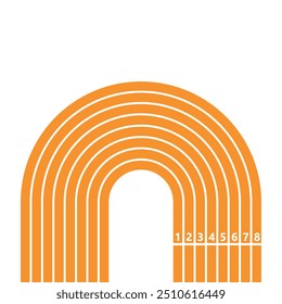 Vector layout template design for run, championship or any sports event. Poster design with abstract running track on stadium with lane.