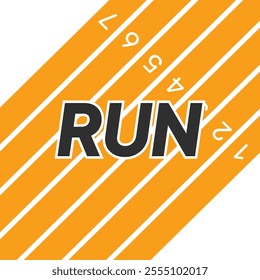 Vector layout template design for run, championship or any sports event. Poster design with abstract running track on stadium with lane. Run.