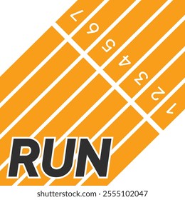 Vector layout template design for run, championship or any sports event. Poster design with abstract running track on stadium with lane. Run.