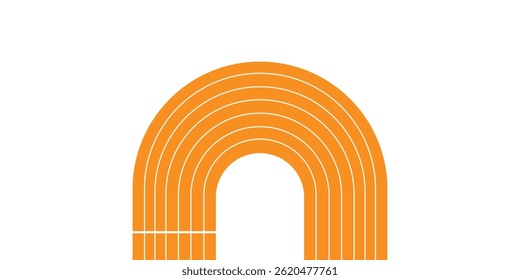 Vector layout template design for run, championship or any sports event. Poster design with abstract running track on stadium with lane.