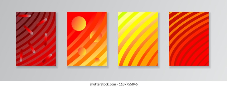 Vector layout templates with red and orange gradient. Set of magazine or presentation covers for corporate business design