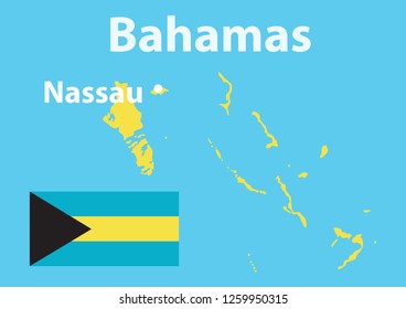 Vector layout of the territory and flag of the Bahamas