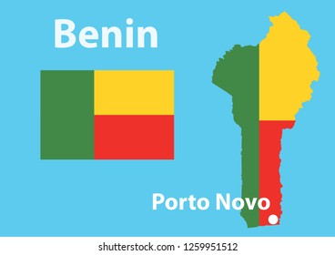 Vector layout of the territory and flag of Benin