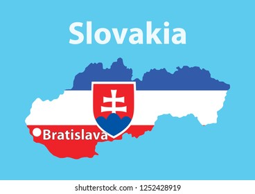 vector layout of the territory and flag of Slovakia
