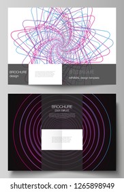 Vector layout of two A4 format cover mockups design templates for bifold brochure, flyer, report. Random chaotic lines that creat real shapes. Chaos pattern, abstract texture. Order vs chaos concept.