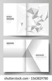 Vector layout of two A4 format modern cover mockups design templates for bifold brochure, magazine, flyer, booklet. Abstract geometric triangle design background using triangular style patterns.
