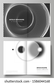 Vector layout of two A4 format modern cover mockups design templates for bifold brochure, magazine, flyer. Geometric background, futuristic science and technology concept for minimalistic design.