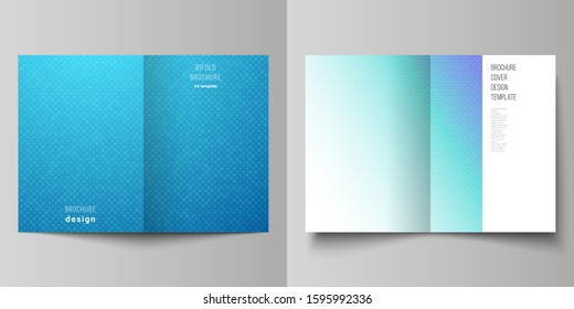 Vector layout of two A4 format modern cover mockups design templates for bifold brochure, magazine, flyer, booklet, annual report. Abstract geometric pattern with colorful gradient business background