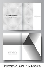 Vector layout of two A4 format modern cover mockups design templates for bifold brochure, magazine, flyer, booklet. Abstract geometric triangle design background using triangular style patterns.