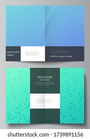 Vector layout of two A4 format modern cover mockups design templates for bifold brochure, magazine, flyer, booklet, annual report. Abstract geometric pattern with colorful gradient business background