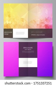 Vector layout of two A4 format modern cover mockups design templates for bifold brochure, magazine, flyer, booklet, annual report. Abstract geometric pattern with colorful gradient business background