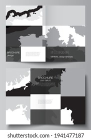 Vector layout of two A4 format cover mockups design templates for bifold brochure, flyer, cover design, book design, brochure cover. Landscape background decoration, halftone pattern grunge texture.
