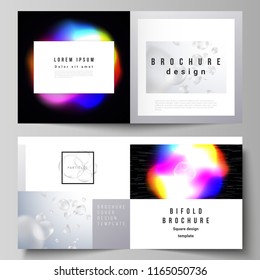 Vector layout of two covers templates for square design bifold brochure, magazine, flyer. SPA and healthcare design, sci-fi technology background. Abstract futuristic or medical consept backgrounds.