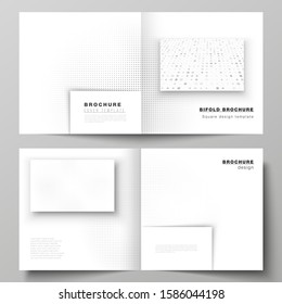 Vector layout of two covers templates for square design bifold brochure, flyer, magazine, cover design, brochure cover. Halftone effect decoration with dots. Dotted pattern for grunge style decoration